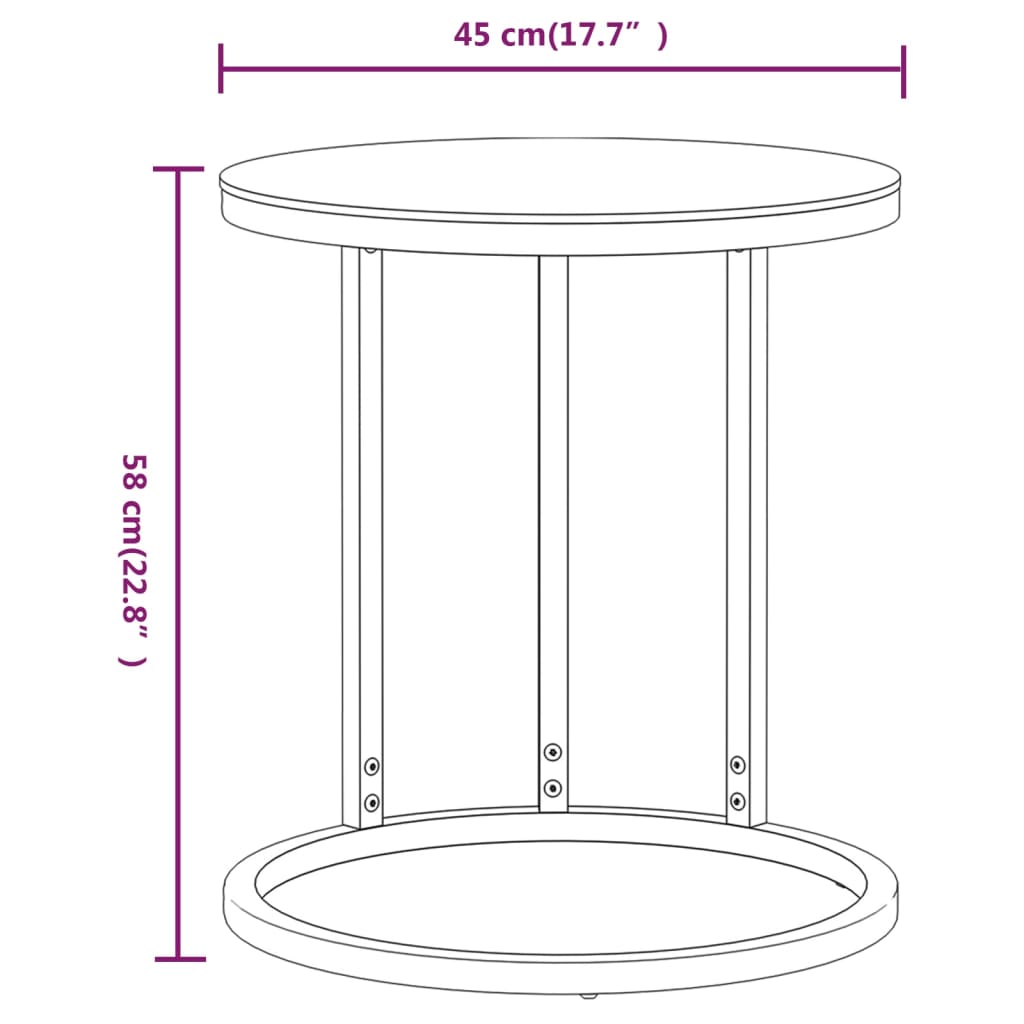 Side Table Gold and White Marble 45 cm Tempered Glass