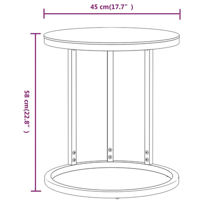Side Table Gold and White Marble 45 cm Tempered Glass