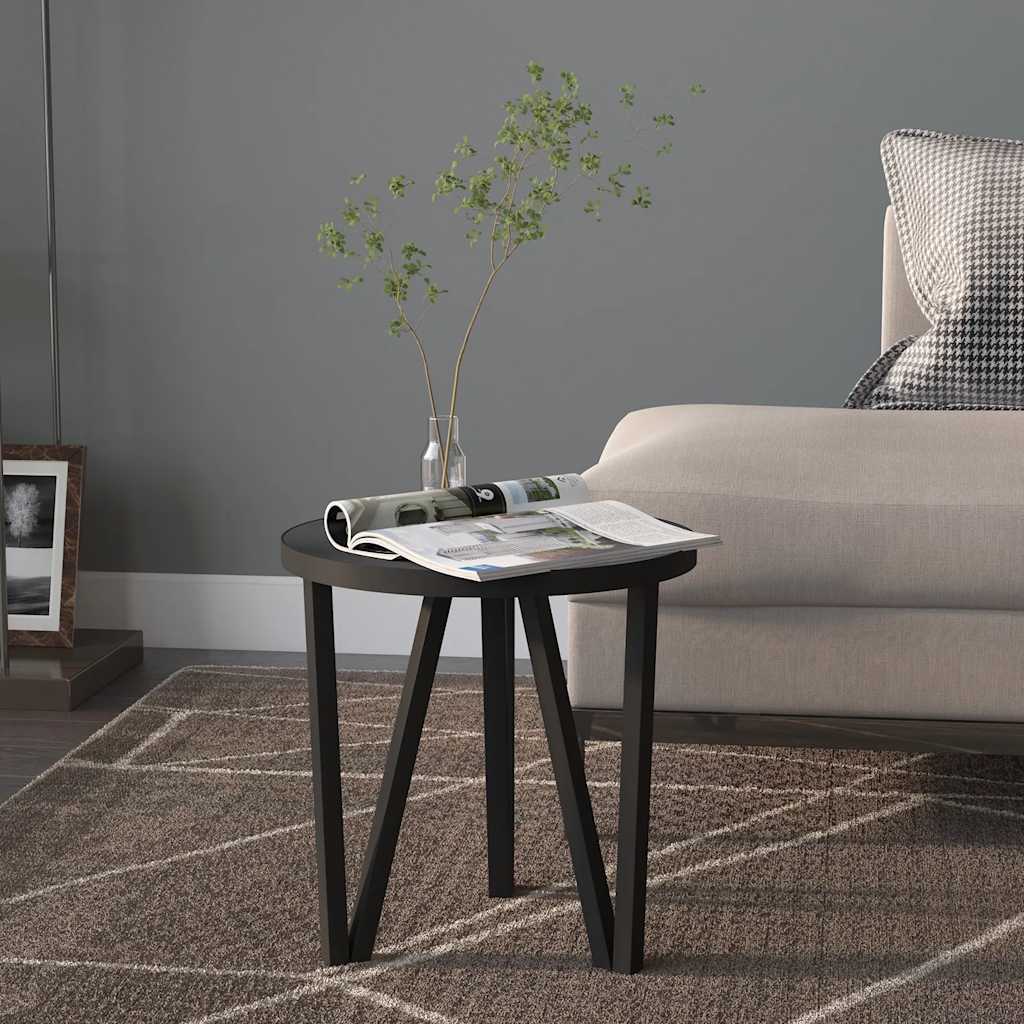 Tea Table Black Ø35 cm MDF