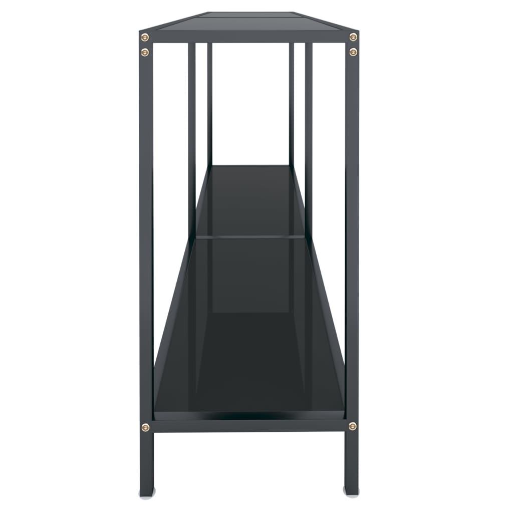 Console Table | Black | Tempered Glass, Powder-Coated Steel | Standard