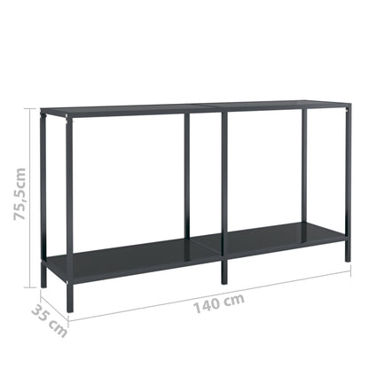 Console Table | Black | Tempered Glass, Powder-Coated Steel | Standard