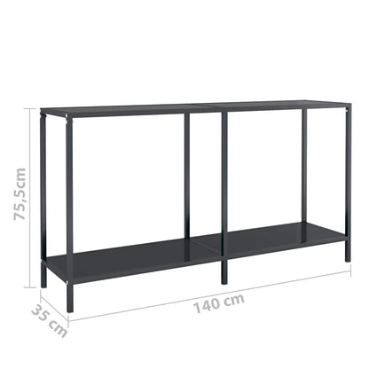 331695 vidaXL Console Table Black 140x35x75,5 cm Tempered Glass
