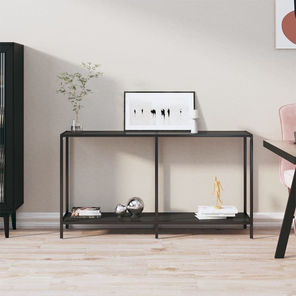 Console Table | Black | Tempered Glass, Powder-Coated Steel | Standard