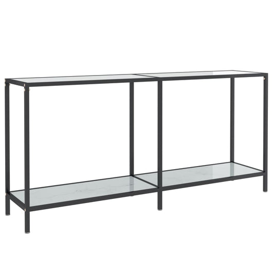 Console Table White 160x35x75.5 cm Tempered Glass
