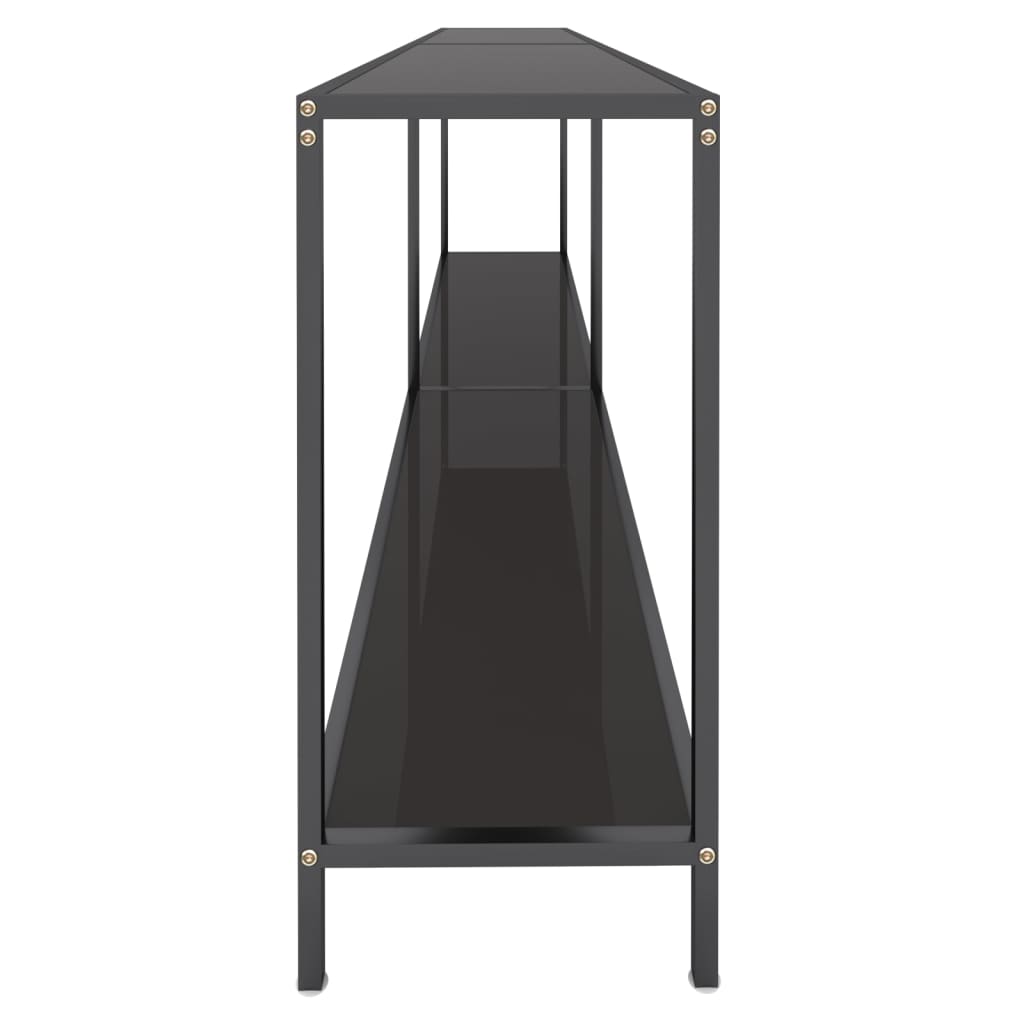 Console Table | Black | Tempered Glass, Powder-Coated Steel | Large
