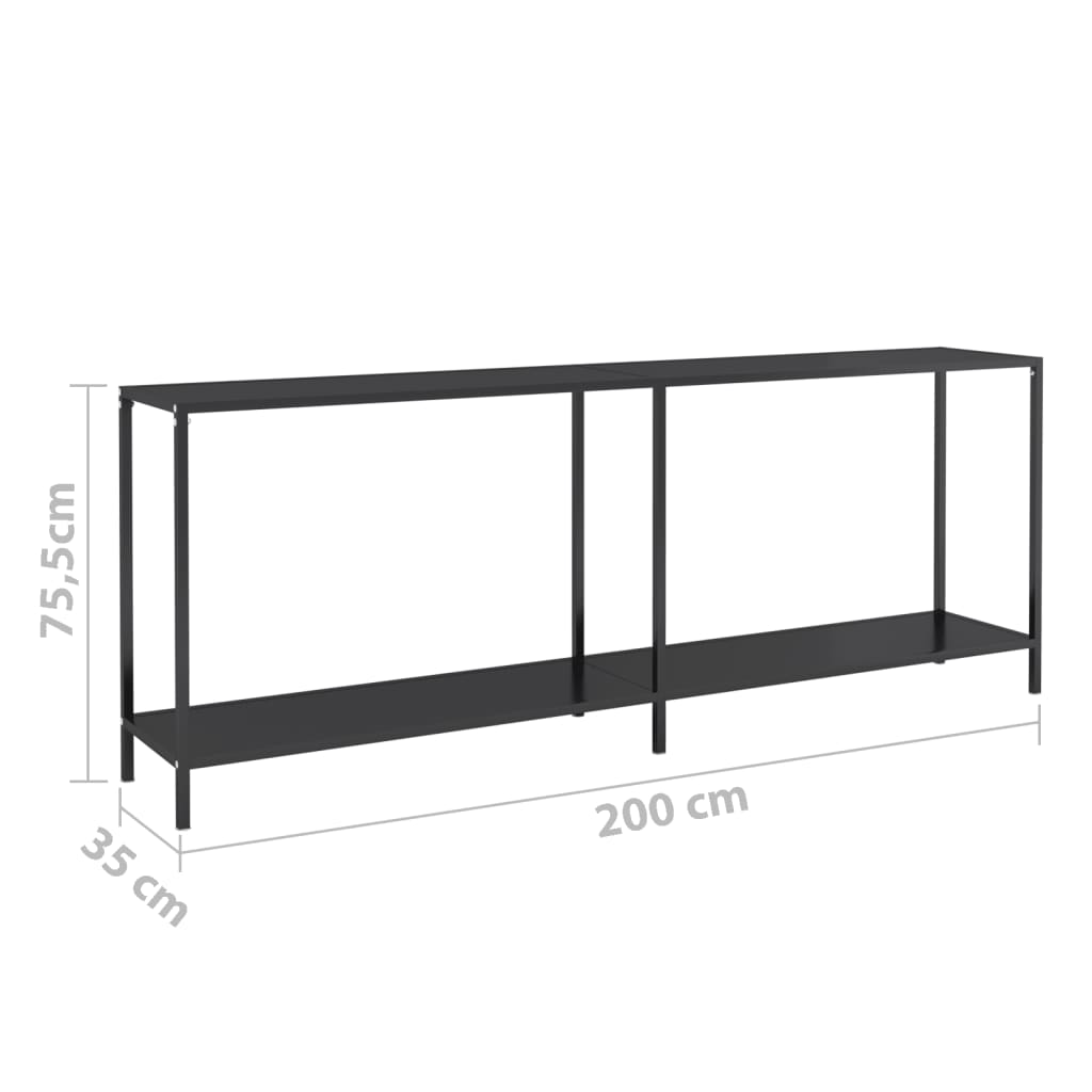 Console Table | Black | Tempered Glass, Powder-Coated Steel | Large
