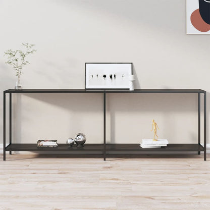 Console Table | Black | Tempered Glass, Powder-Coated Steel | Large