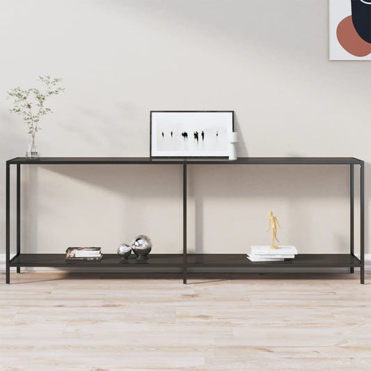 Console Table | Black | Tempered Glass, Powder-Coated Steel | Large
