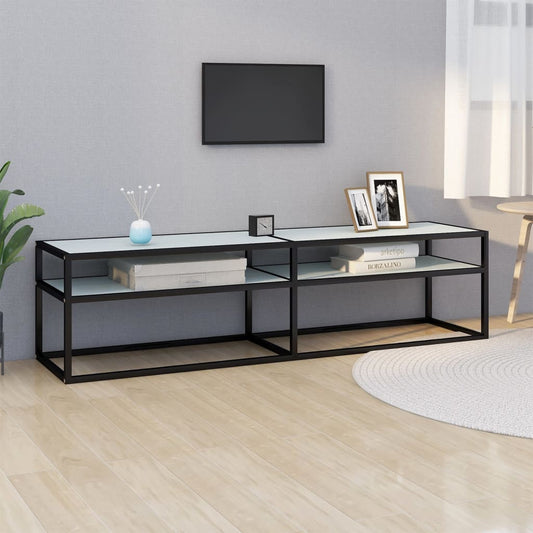 TV Cabinet | White | Tempered Glass | Large | TV Cabinet | Rectangular