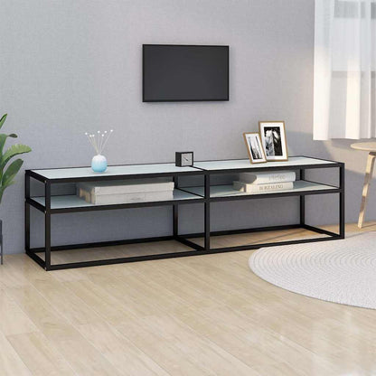 TV Cabinet White Marble 160x40x40,5 cm Tempered Glass