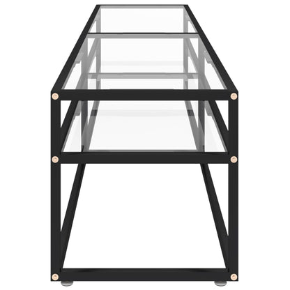 TV Cabinet | Black and Transparent | Tempered Glass, Powder-Coated Steel