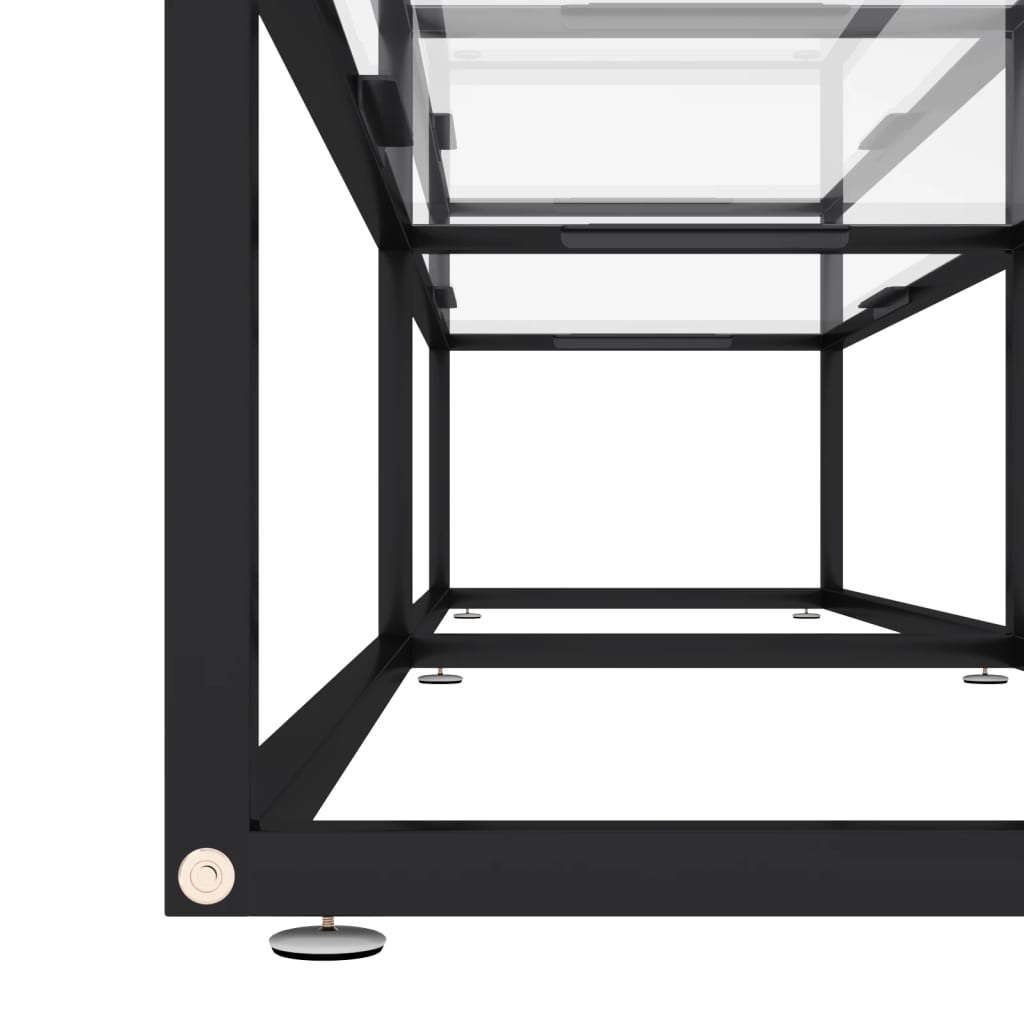 TV Cabinet | Black and Transparent | Tempered Glass, Powder-Coated Steel