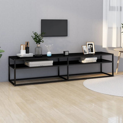 TV Cabinet | Black | Tempered glass, powder-coated steel | Large