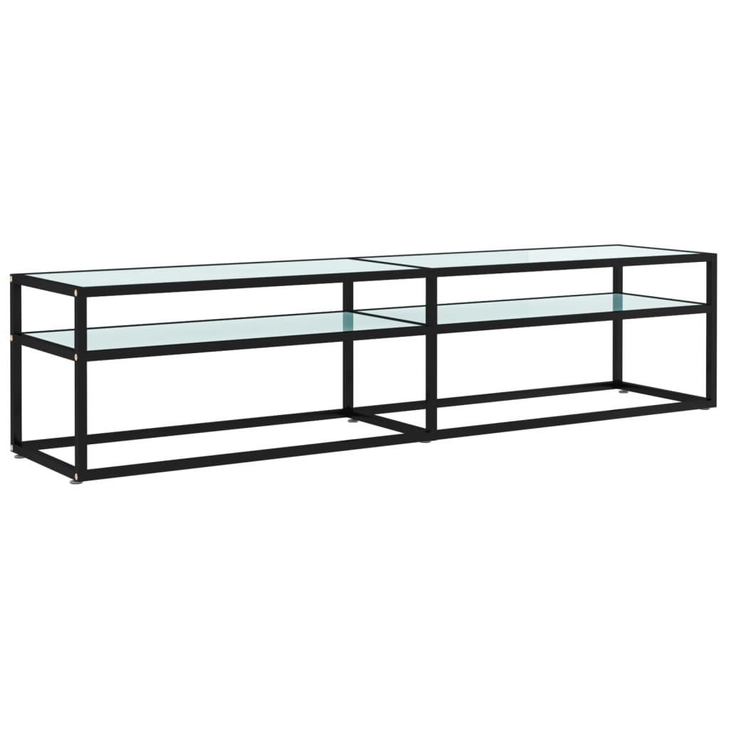 Tv Cabinet | Black and white marble | Tempered glass, powder-coated steel