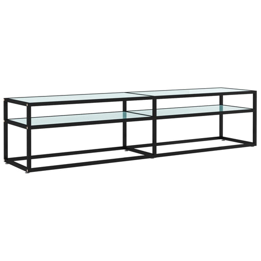 Tv Cabinet | Black and white marble | Tempered glass, powder-coated steel