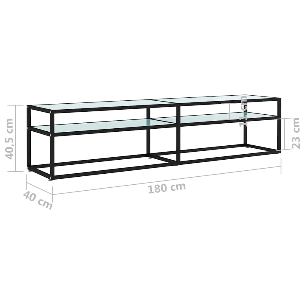 TV Cabinet White Marble 180x40x40,5 cm Tempered Glass