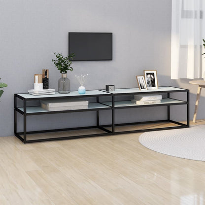 Tv Cabinet | Black and white marble | Tempered glass, powder-coated steel