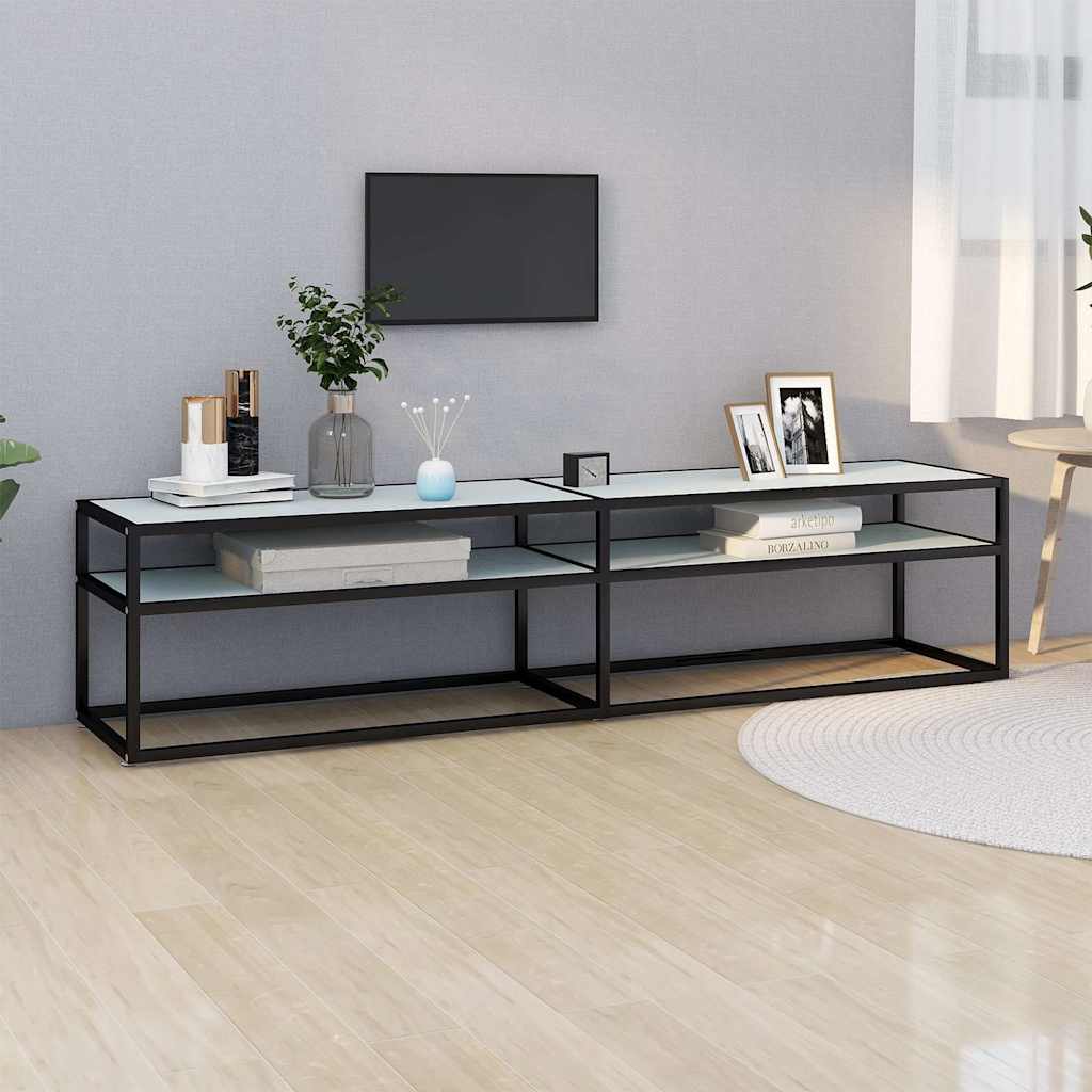 TV Cabinet White Marble 180x40x40,5 cm Tempered Glass
