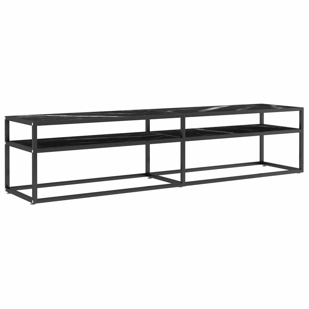 TV Cabinet Black Marble 180x40x40,5 cm Tempered Glass