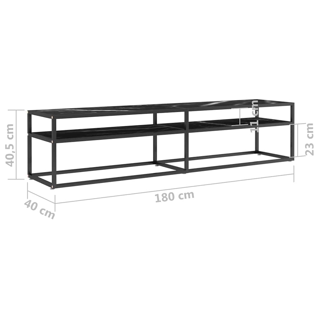 TV Cabinet Black Marble 180x40x40,5 cm Tempered Glass