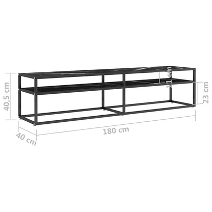 TV Cabinet Black Marble 180x40x40,5 cm Tempered Glass