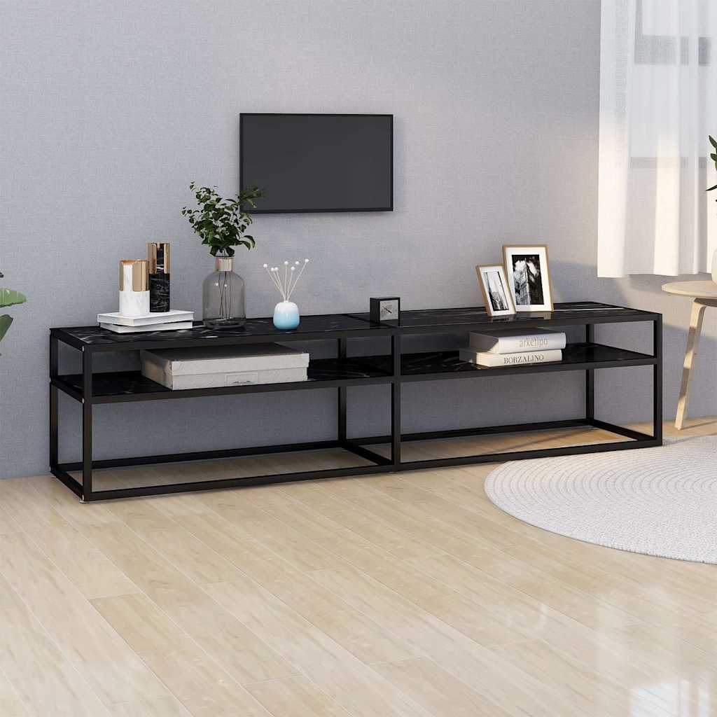 TV Cabinet Black Marble 180x40x40,5 cm Tempered Glass