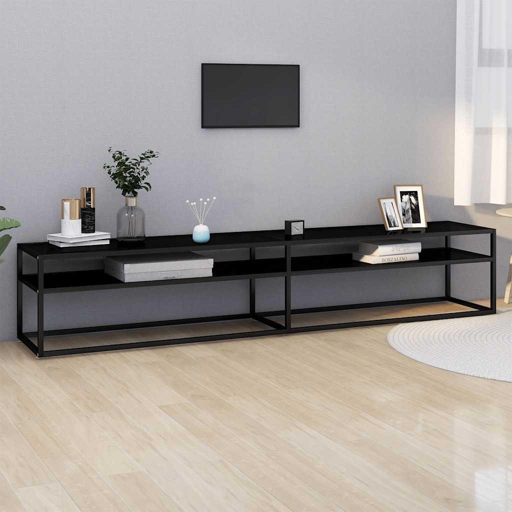 TV Cabinet | Black | Tempered glass, powder-coated steel | Large