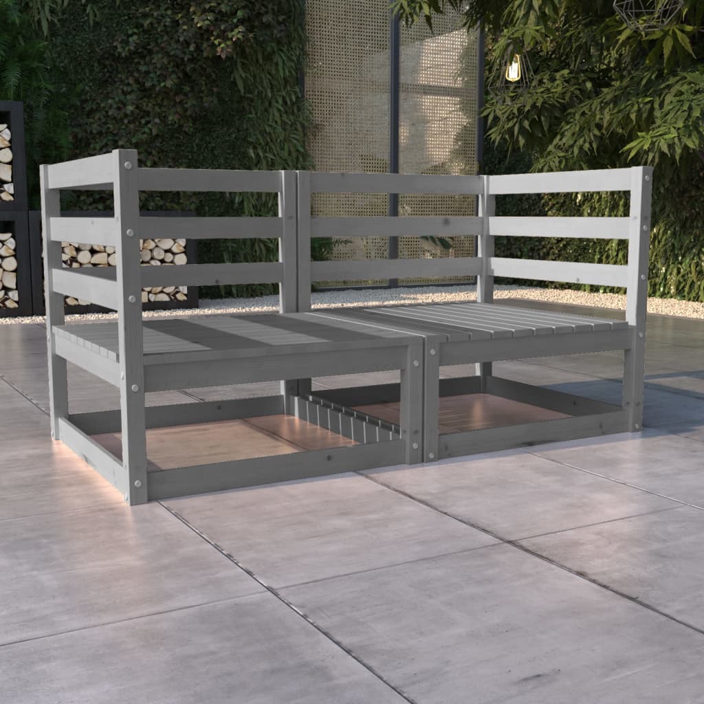 Garden Sofa | Grey | Solid pinewood | 70 x 70 x 67 cm | Modular