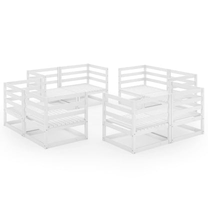 Garden Lounge Set | White | Solid pinewood | Large | Modular