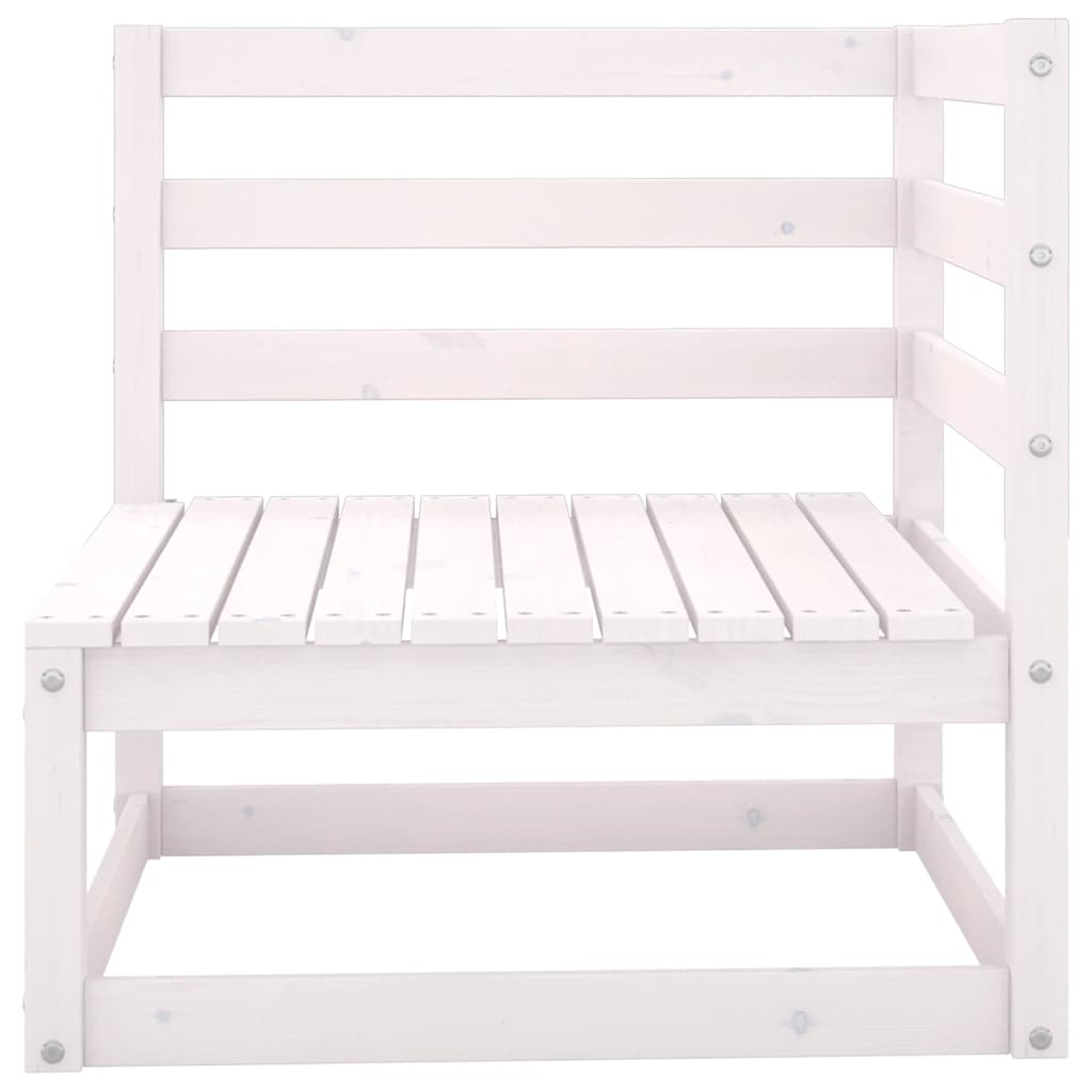 8 Piece Garden Lounge Set White Solid Pinewood