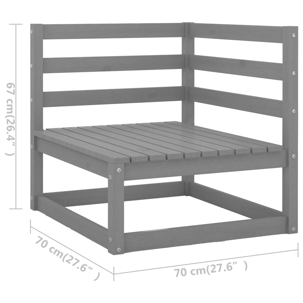 Garden Lounge Set | Grey | Solid pinewood | Modular | Garden Lounge Set