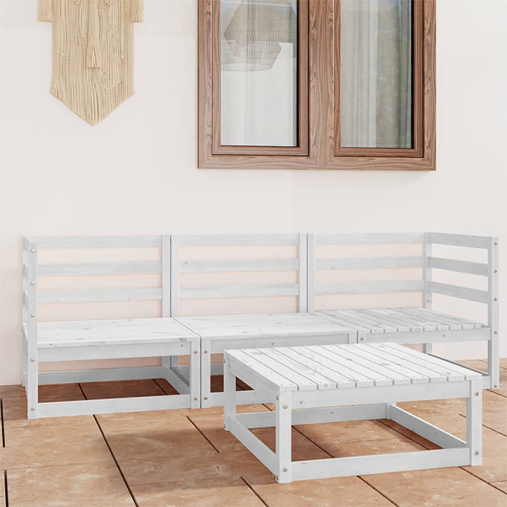 Garden Lounge Set | White | Solid pinewood | Modular | Garden Lounge Set