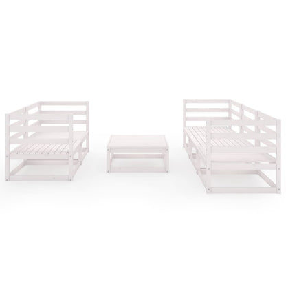 6 Piece Garden Lounge Set White Solid Wood Pine