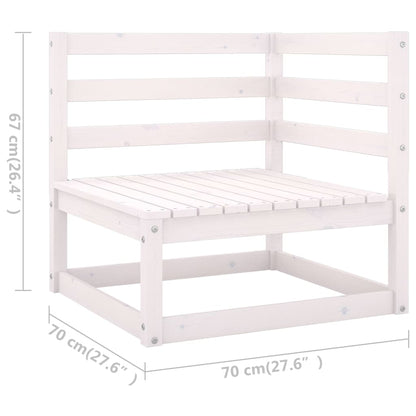 6 Piece Garden Lounge Set White Solid Wood Pine