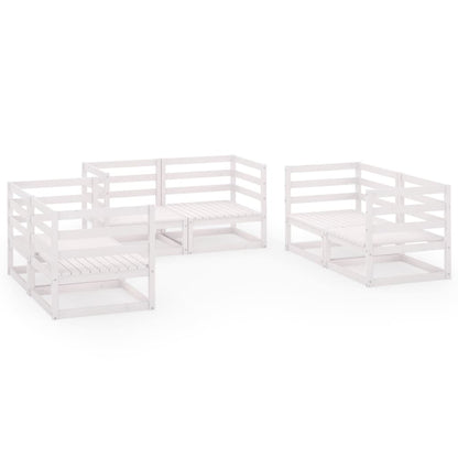 Garden Lounge Set | White | Solid Pine Wood | 6 Pieces | Modular