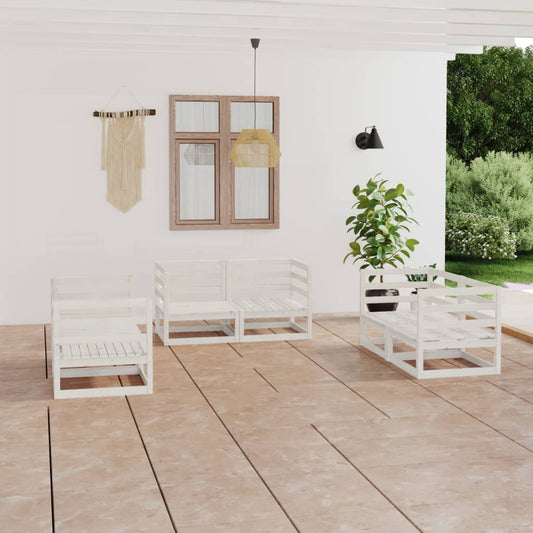 Garden Lounge Set | White | Solid Pine Wood | 6 Pieces | Modular