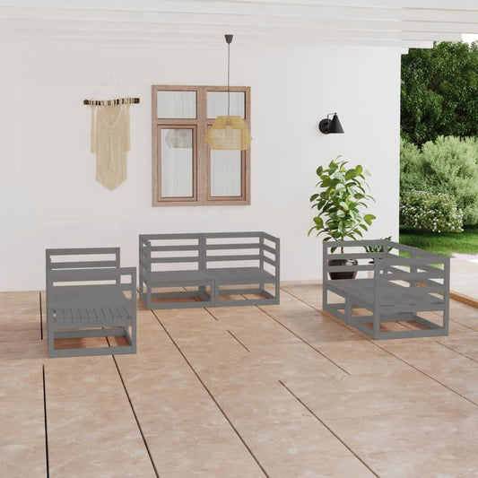 Garden Lounge Set | Grey | Solid Pinewood |  Modular  | Garden Lounge Set