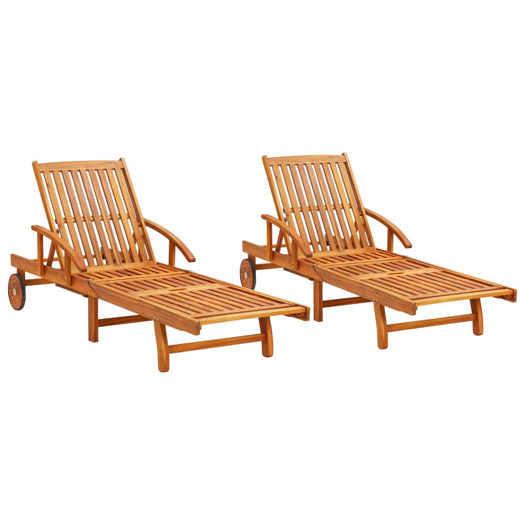 Sun Lounger | Brown | Solid Acacia Wood | Standard Sun Lounger Size
