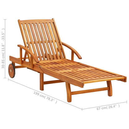 Sun Lounger | Brown | Solid Acacia Wood | Standard Sun Lounger Size