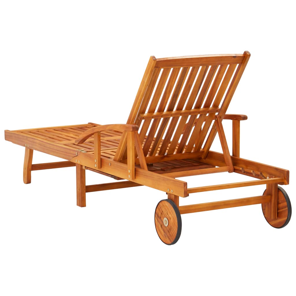 Sun Lounger | Brown | Solid Acacia Wood | Standard Sun Lounger Size