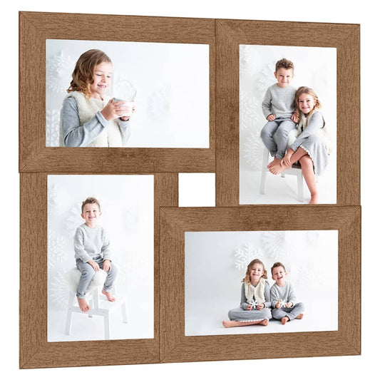 Collage Photo Frame for 4x(10x15 cm) Picture Light Brown MDF