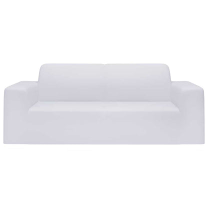 2-Seater Stretch Couch Slipcover White Polyester Jersey