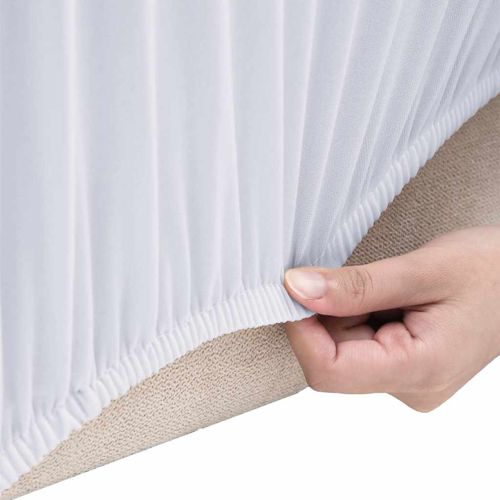 2-Seater Stretch Couch Slipcover White Polyester Jersey