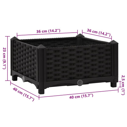 Raised Bed | Black | Polypropylene | Medium | Decorative Inlays