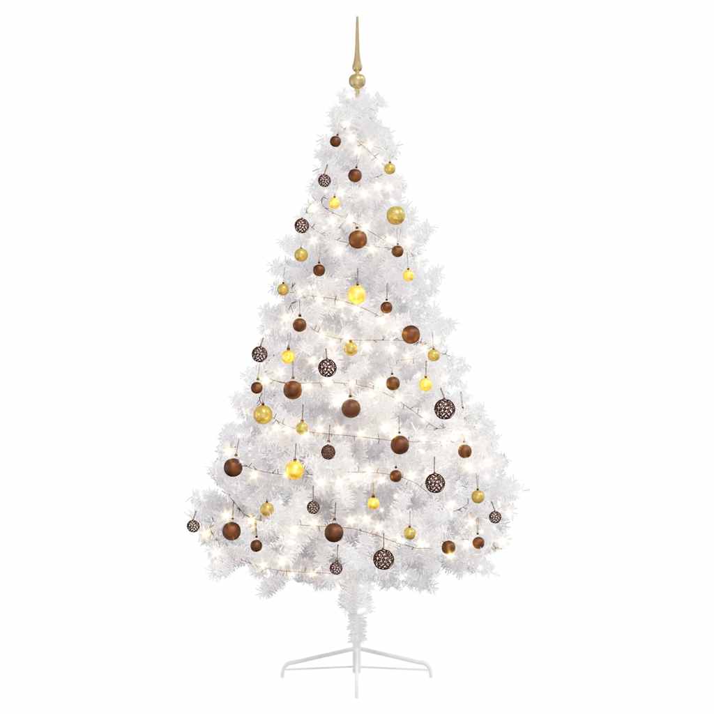 Artificial Half Pre-lit Christmas Tree with Ball Set White 210 cm