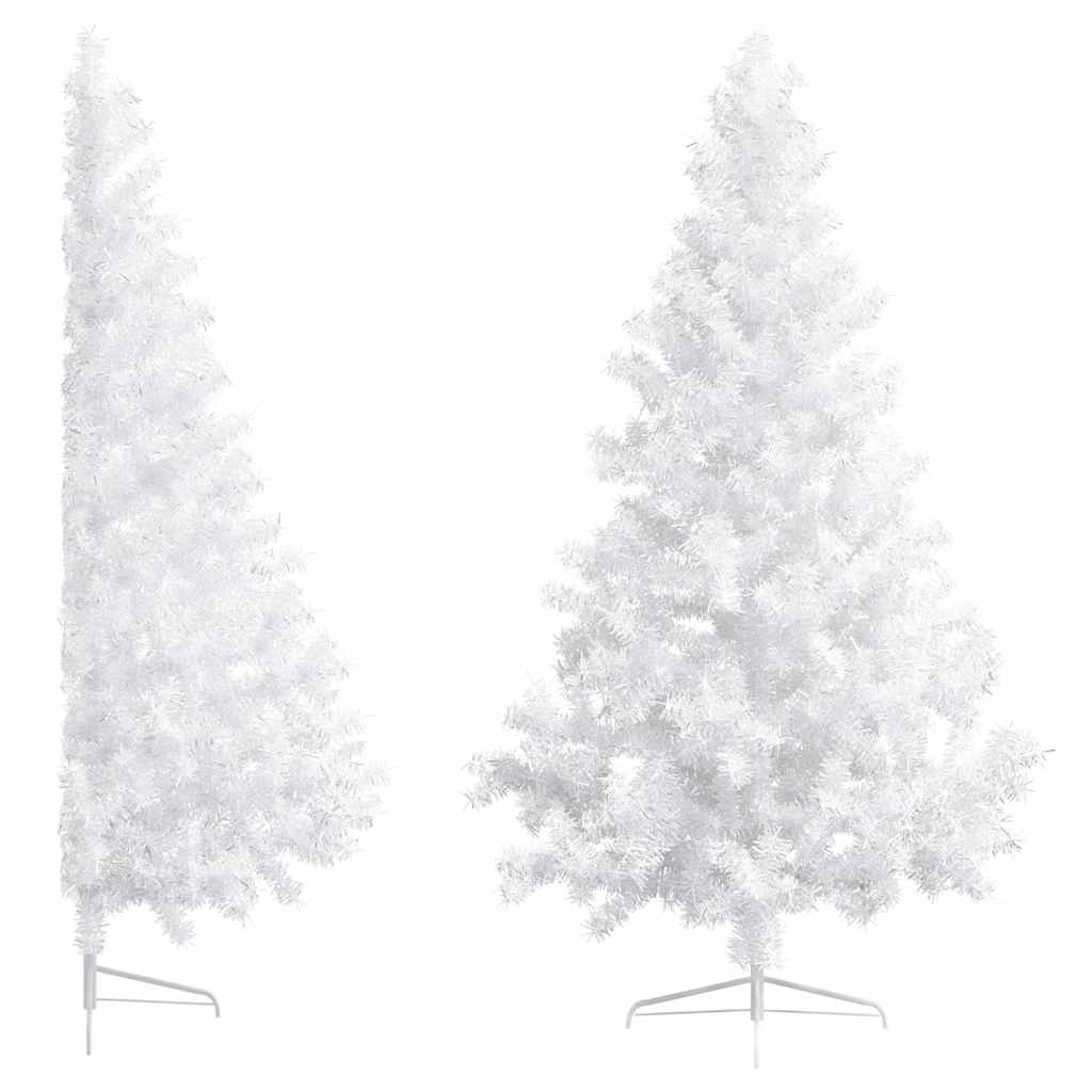 Artificial Half Pre-lit Christmas Tree with Ball Set White 210 cm