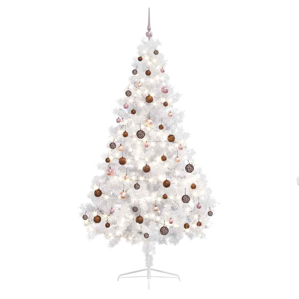 Artificial Half Pre-lit Christmas Tree with Ball Set White 180 cm