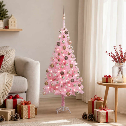 Artificial Pre-lit Christmas Tree with Ball Set Pink 120 cm PVC