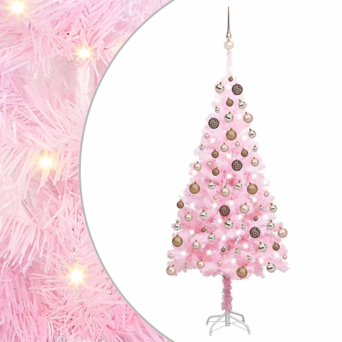 Artificial Pre-lit Christmas Tree with Ball Set Pink 120 cm PVC