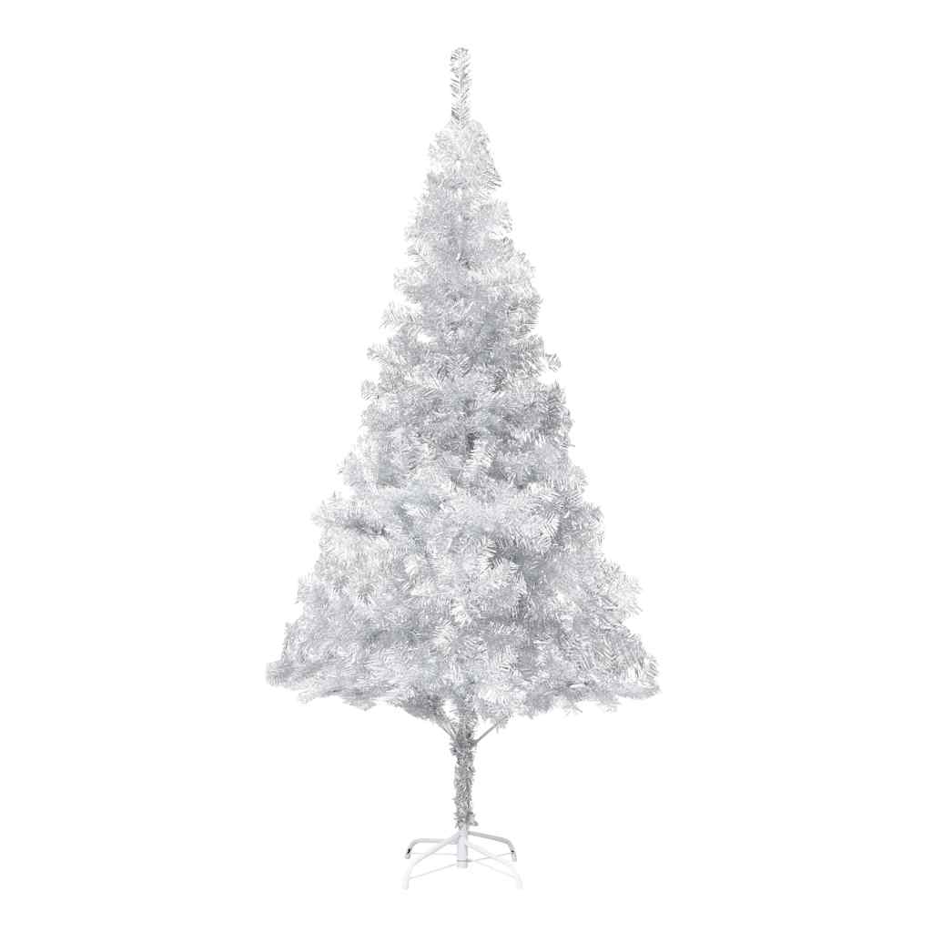 Artificial Pre-lit Christmas Tree with Ball Set Silver 210 cm PET